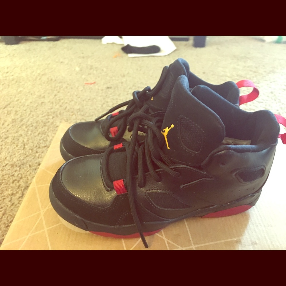 Black/Red Jordan Sneakers.